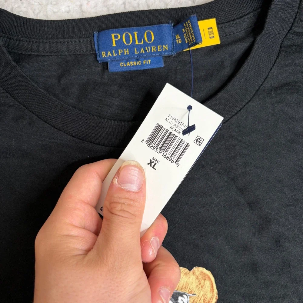 NEW Polo Ralph Lauren Mens Polo Bear Racing Graphic T-Shirt Black XL